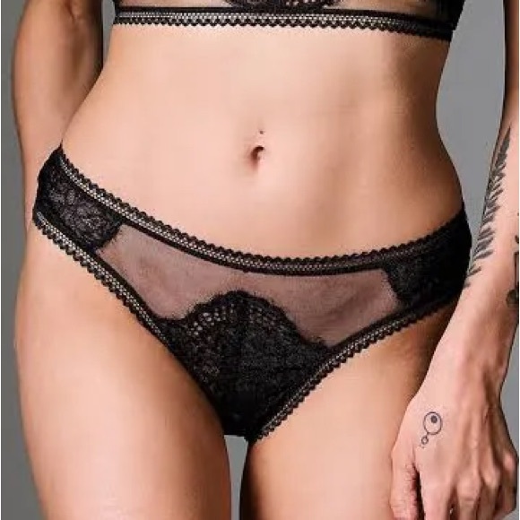 Thistle and Spire Mirage Thong Panty Eyelash Lacy Black XL(14-16) NWT - Picture 2 of 6